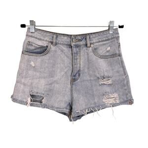 Brandy Melville Jean Short Womens 29 Blue Denim Cut Off Distressed High Rise